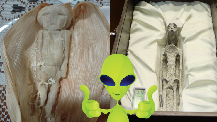 Tamaliens inspirados en los seres no humanos de Jaime Maussan.