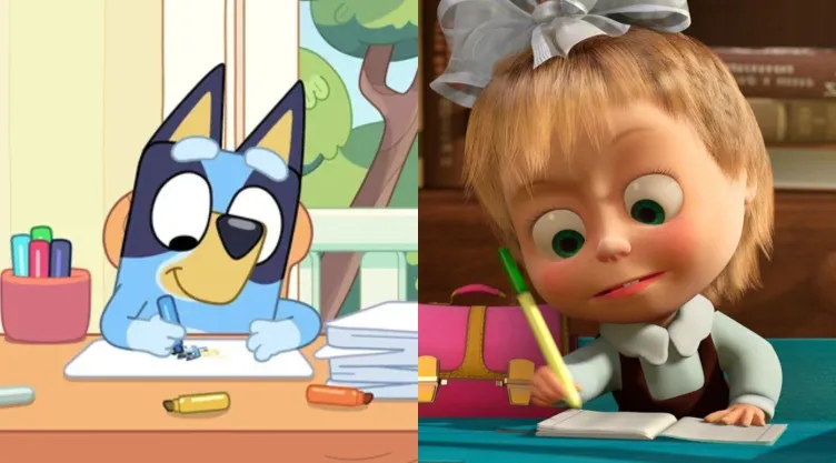 7 capítulos de Bluey y Masha y el Oso que enseñan a los niños a respetar a sus profesores