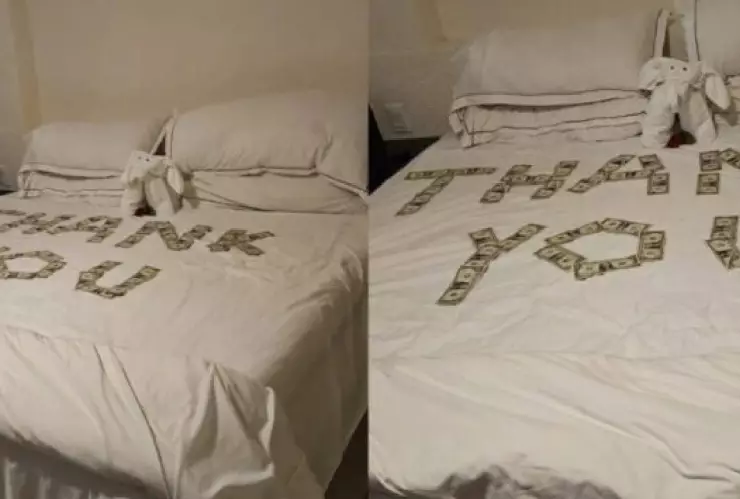 Cozumel_ Turistas agradecen a camarista con dólares en la cama