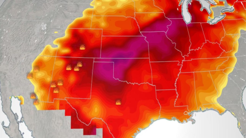 Masa de aire rojo de calor se extiende en EE.UU.