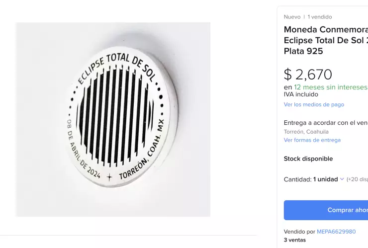 La valiosa moneda del eclipse solar que se vende en miles de pesos