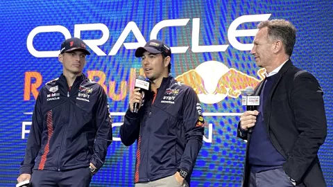 Vesrtape, Checo P&eacute;rez y Christian Horner 
