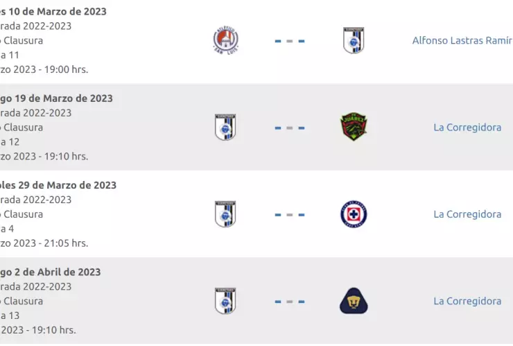 Calendario de Querétaro para el Clausura 2023 en el Estadio Corregidora