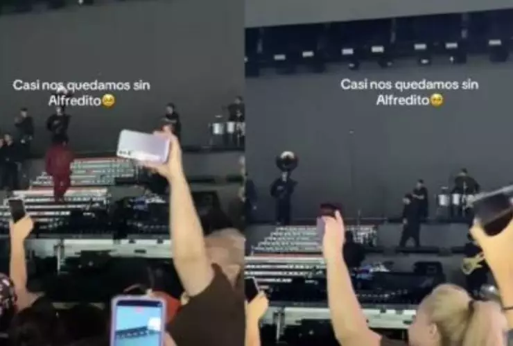 Alfredo Olivas se cae en el escenario