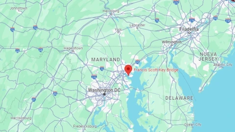 Esta es la ubicación del puente Francis Scott Key de Baltimore.