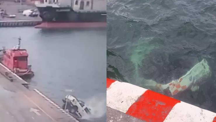 Camioneta cae al mar en Veracruz