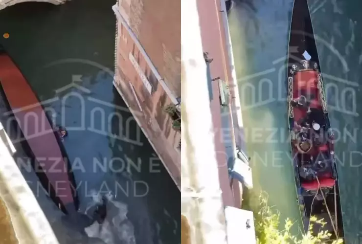 VIDEO: Por tomarse fotos, turistas voltearon una góndola en Venecia