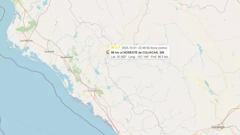 Sismo 3.7 en Badiraguato, Sinaloa este 1 de octubre de 2025