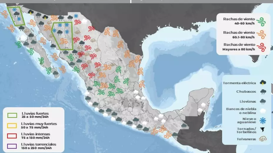 Clima en México de 8 de febrero de 2024