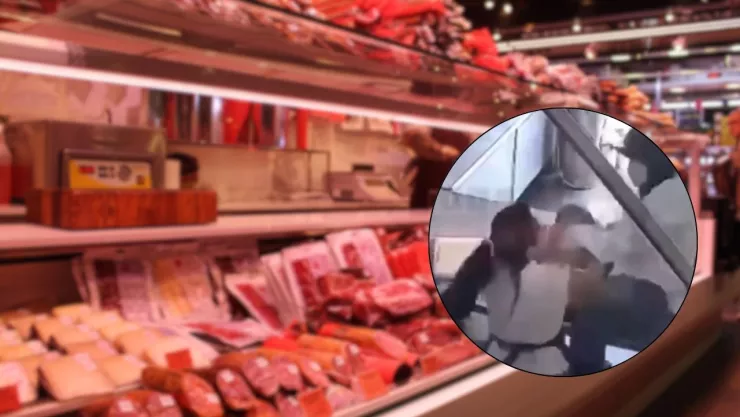 Mujeres atacan a ladrón con cuchillos en carnicería. 