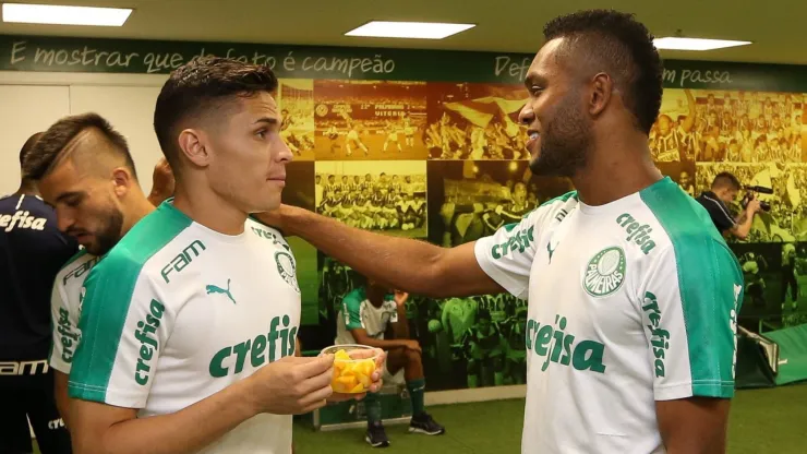 Raphael Veiga y Miguel Borja en Palmeiras