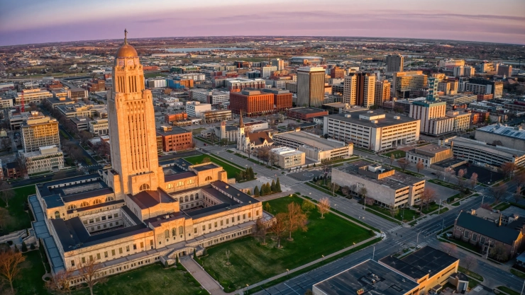 Vista aérea de Lincoln, en Nebraska