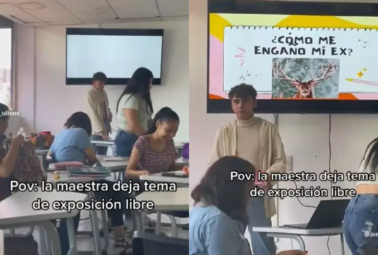 VIDEO Alumno expone en clase el tema “cómo me engañó mi ex”
