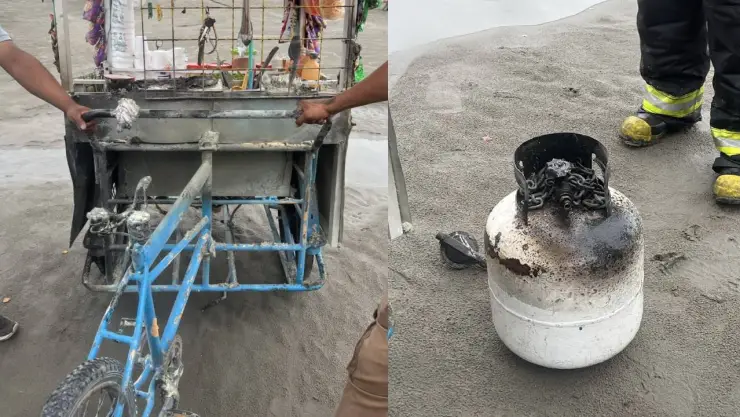 Se incendia tanque de gas de comerciante en zona de playa de Veracruz; esto se sabe