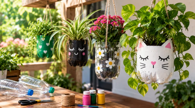 3 ideas para reciclar botellas de plástico y armar macetas colgantes