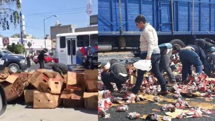 Roban cartones de cerveza en accidente vehícular de Toluca