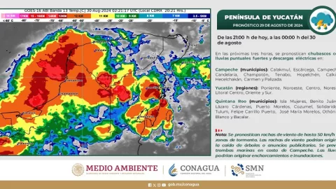 En estos municipios de Quintana Roo se registrarán fuertes lluvias hoy 30 de agosto de 2024.