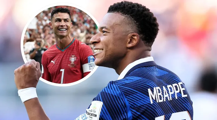 Foto de Mbappé de niño junto a Cristiano Ronaldo