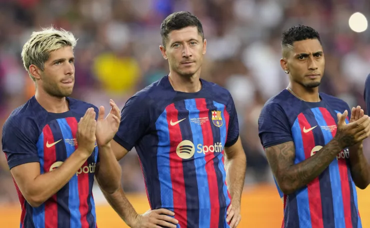 Robert Lewandowski en la presentación del Barcelona