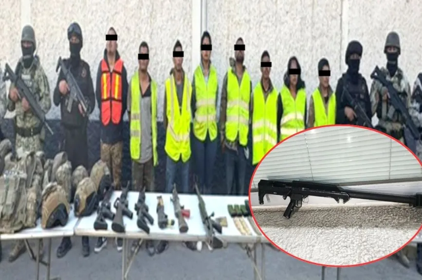 FOTOS: Cae en Hidalgo, Nuevo León, sicarios con arsenal del Ejército y fusil Barret