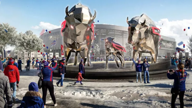 Bills publica los renders de las estatuas que van a poner en el Highmark Stadium