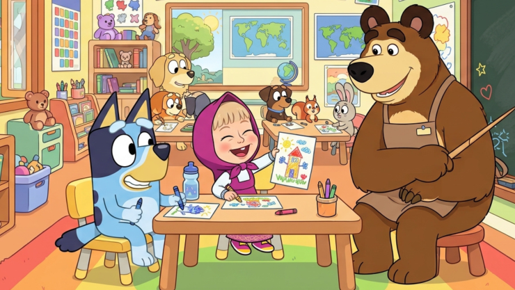 4 capítulos de Bluey y Masha y el Oso para que los niños aprendan a resolver conflictos en la escuela