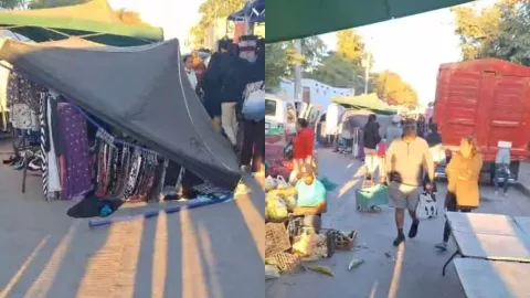 Arrollan puestos del Tianguis de la Lombardo