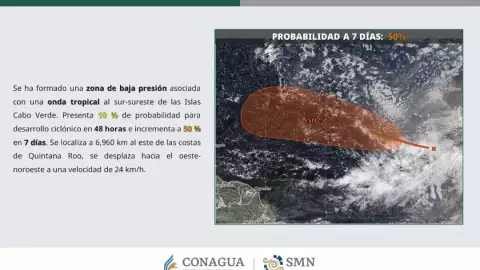 Sistema en el Atlántico aumenta la posibilidad de ciclón tropical, según Conagua