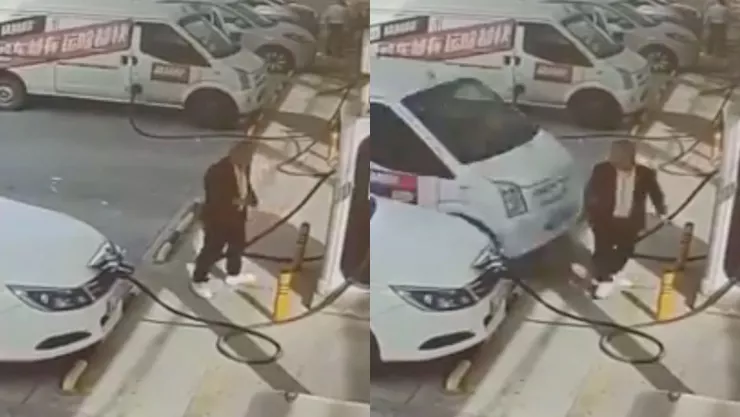 ¡Impactante! Atropellan brutalmente a un hombre en una gasolinera