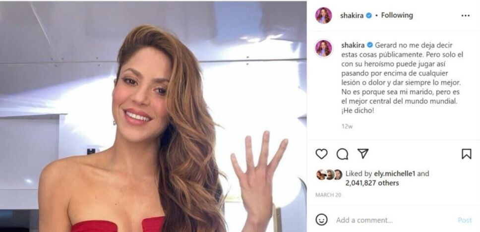 Shakira presume que Pique gano partido contra Real Madrid