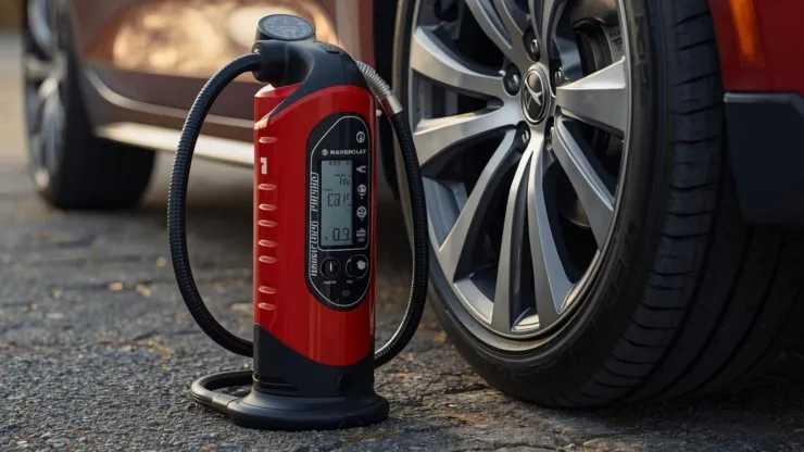Inflador eléctrico portátil con medidor digital