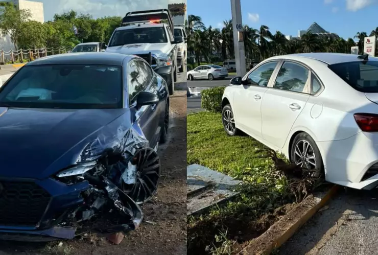 ¡Mañana accidentada! Nuevo choque en el Boulevard Kukulcán HOY en Cancún deja daños materiales