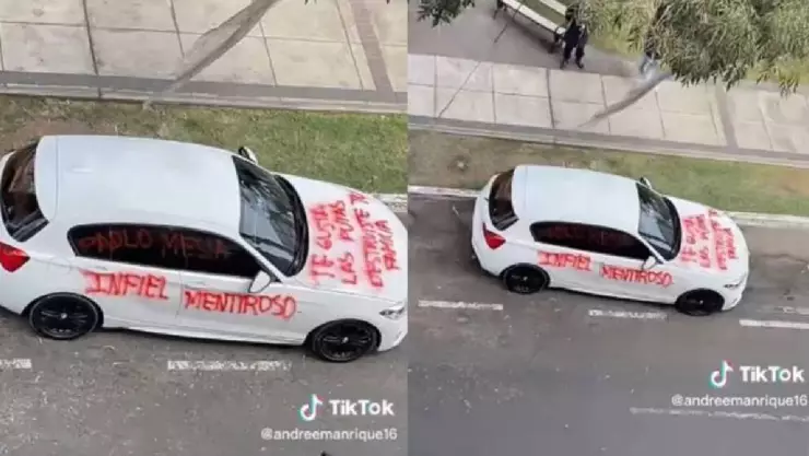 “Destruiste a tu familia”_ Mujer pinta auto de su esposo tras infidelidad (VIDEO)