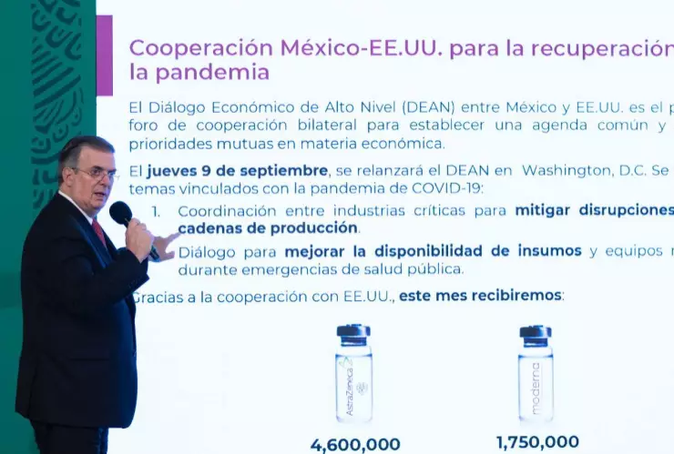 México espera alcanzar 120 millones de vacunas contra la COVID-19 a principios de octubre, señaló Marcelo Ebrard.