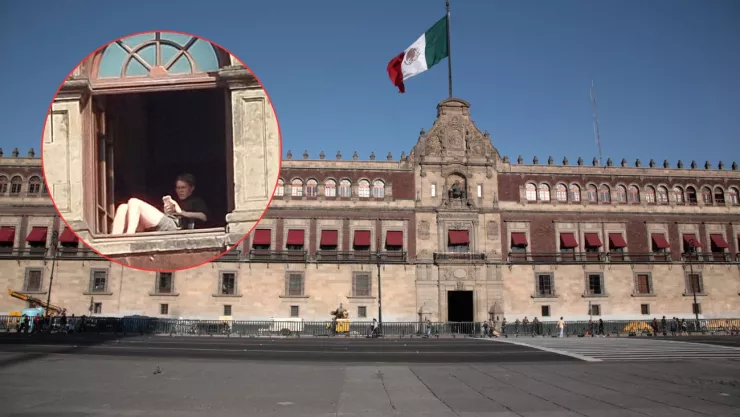 Mujer tomando el Sol en Palacio Nacional
