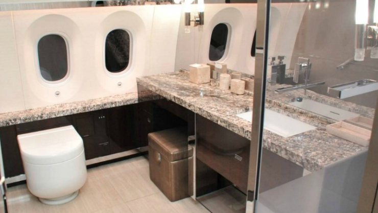 Interior del avión presidencial que se pondrá en venta en San Bernardino, California Foto SHCP