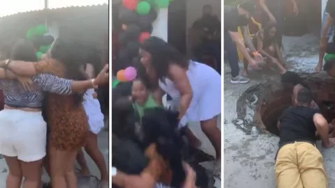 mujeres caen en enorme socavón mientras bailan en fiesta.jpg