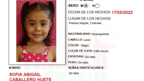 Alerta Amber Sofía Caballero Coahuila