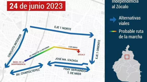 Mapa de las alternativas viales por la Marcha LGBT+ de este sábado 24 de junio