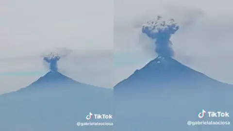 VIDEO Captan impresionante explosión del Popocatépetl desde un avión