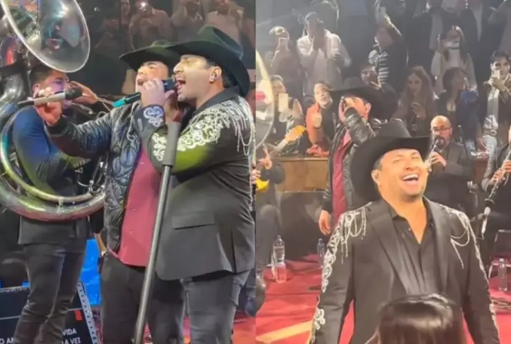 VIDEO Julión Álvarez se burla de Alfredo Olivas ebrio en el palenque