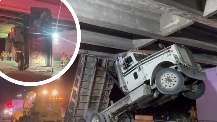 Tráfico afectado: camión atrapado en puente de Avenida Internacional a Playas de Tijuana