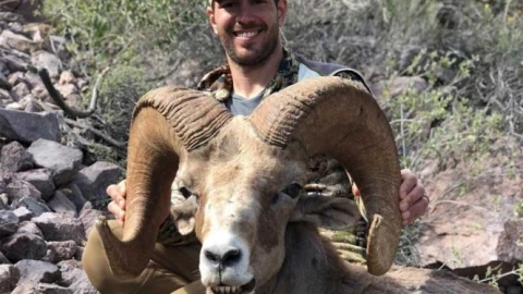 ¡Crueldad! Estadounidense comparte fotografía con borrego cimarrón muerto y cazado en Baja California