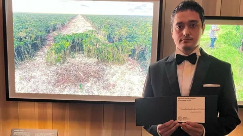 Fotógrafo mexicano gana premio internacional con imagen de la deforestación del Tren Maya