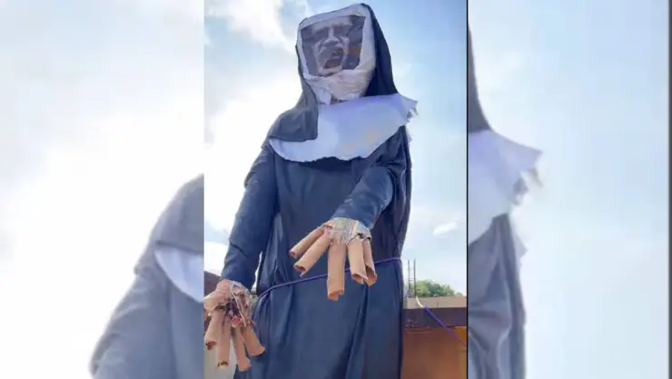 ¡Adiós año viejo! Crean MONJA GIGANTE para quemar en Cancún el 31 de diciembre