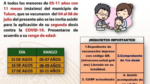 Jornada de vacunación infantil en Lázaro Cárdenas y Tulum