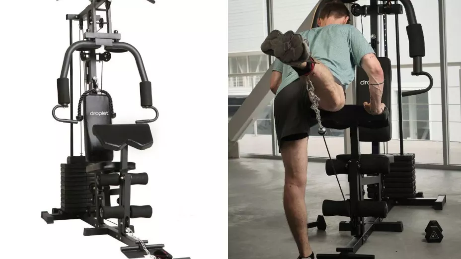 Un hombre ejercitándose en la estación de servicio que remata Liverpool.