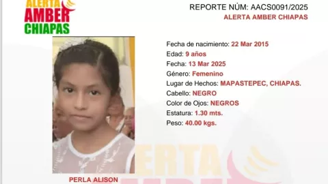 ALERTA AMBER CHIAPAS: Perla Alison Velázquez Vázquez despareció en Mapastepec