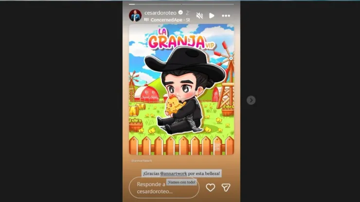 El fan art de César Doroteo en La Granja VIP que se viralizó.