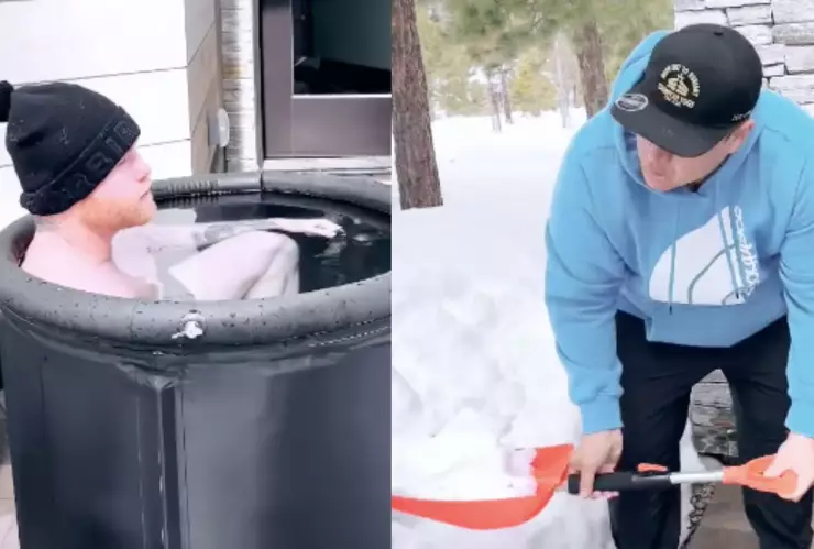 Canelo Álvarez en una tina de hielo Eddy Reynoso